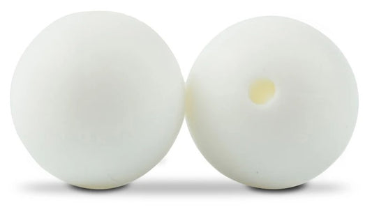 15mm Round Silicone Beads 5/pack - Snow - SB033