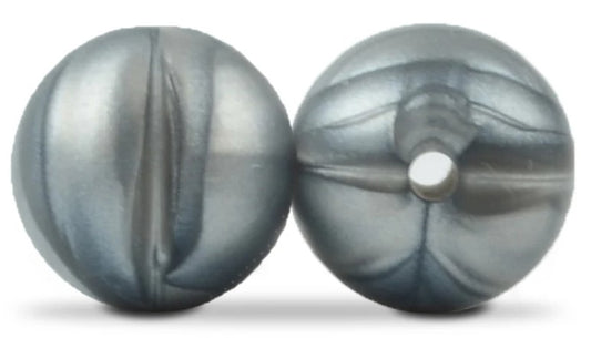 15mm Round Silicone Beads 5/pack - Metal Silver - SB034