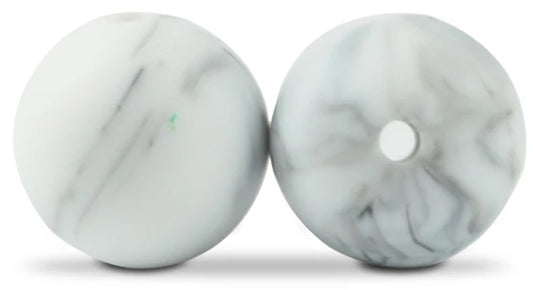 15mm Round Silicone Beads 5/pack - Marble - SB038