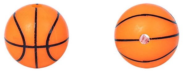 15mm Printed Silicone Beads 5/pack - Basketball - SB104