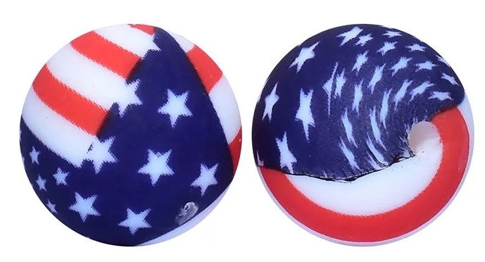 15mm Printed Silicone Beads 5/pack - American Flag - SB108