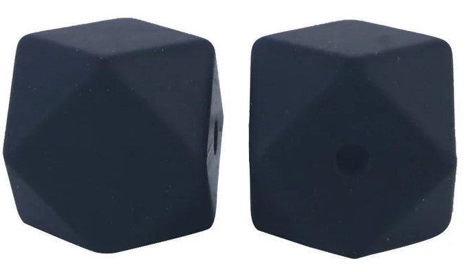 17mm Hexagon Silicone Beads 5/pack - Black - SB111