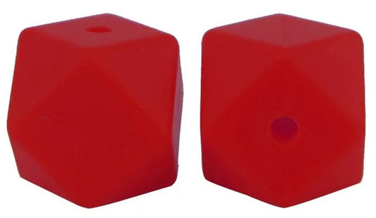 17mm Hexagon Silicone Beads 5/pack - Scarlet - SB112