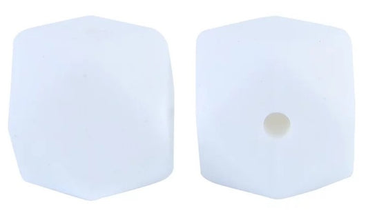 17mm Hexagon Silicone Beads 5/pack - White - SB113