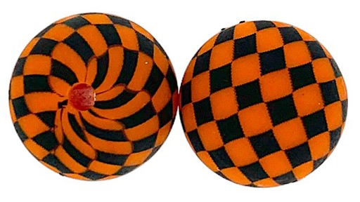 15mm Printed Silicone Beads 5/pack - Checkered Apricot - SB118