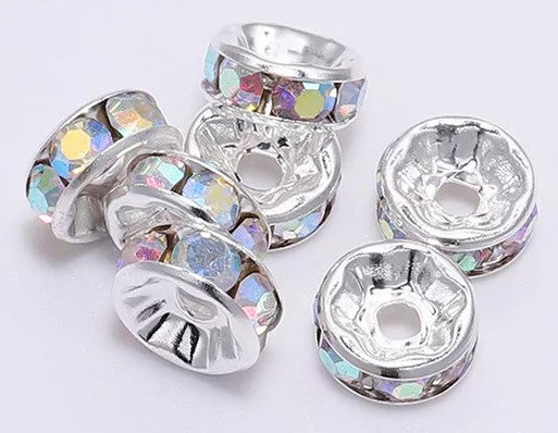 10mm Rhinestone Spacer Beads 10/pack - Magic Color - SPB019