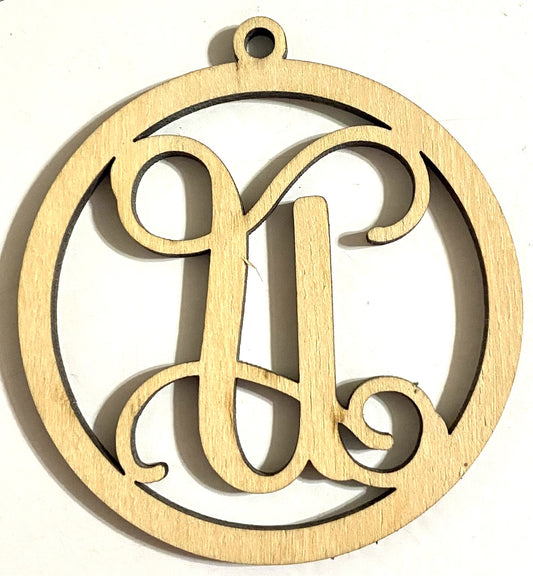Ready to Paint Shape - 1/8" Birch - Monogram Ornament "U" S130
