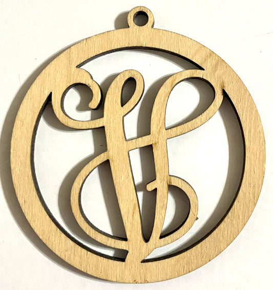 Ready to Paint Shape - 1/8" Birch - Monogram Ornament "V" S130