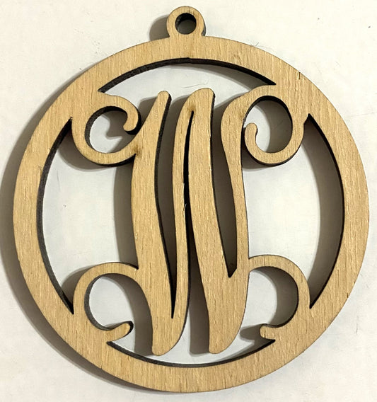 Ready to Paint Shape - 1/8" Birch - Monogram Ornament "W" S130