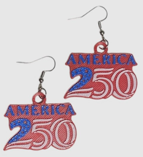 3D Printed Earrings - 1.2" x 1.5" America 250
