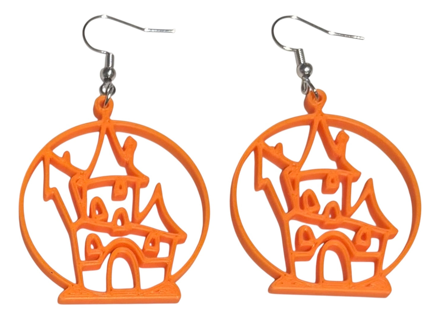 3D Printed Earrings - 2.25" x 1.25" R.I.P. Tombstone - ORANGE