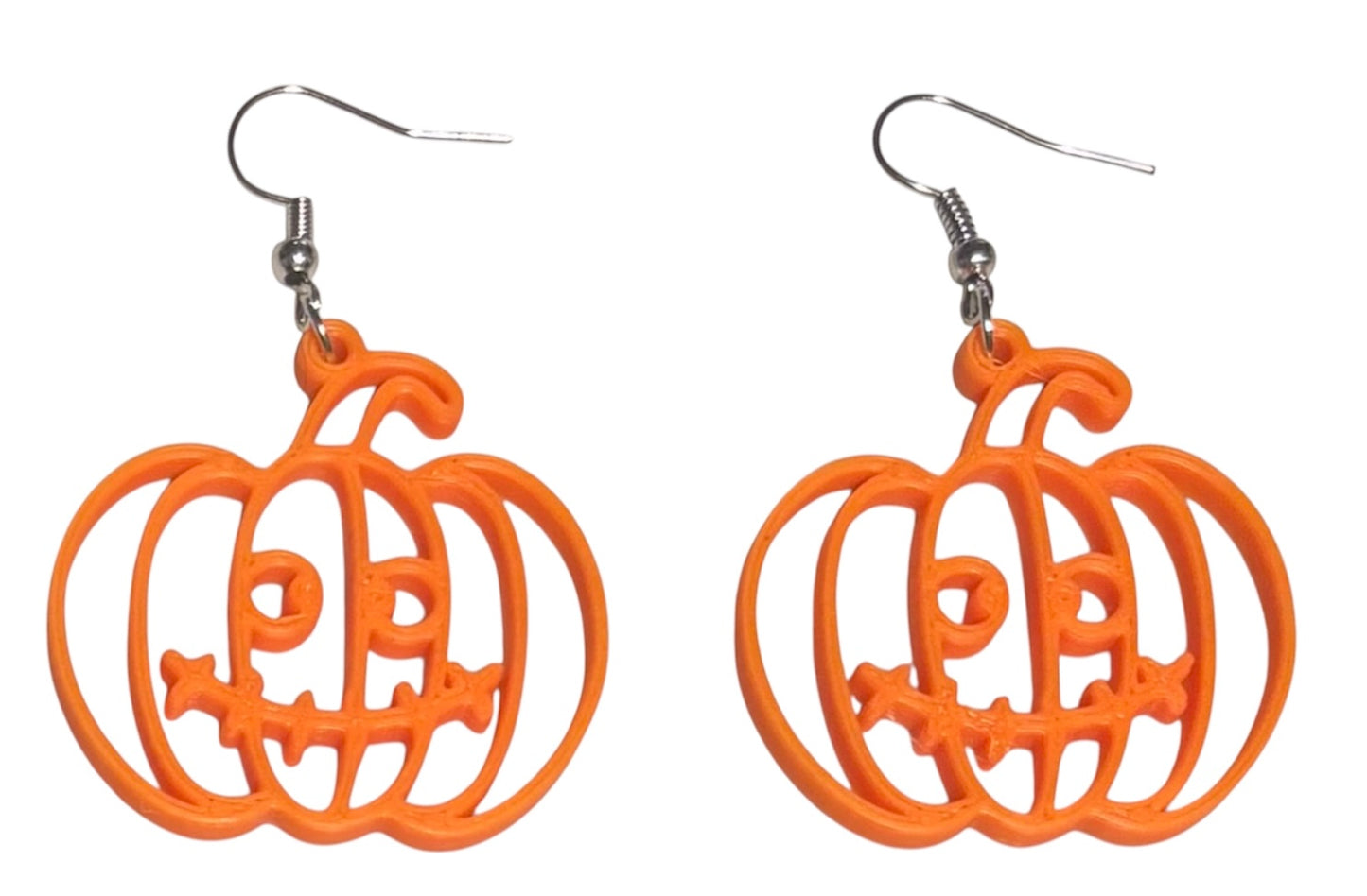 3D Printed Earrings - 2.25" x 1.5" - Pumpkin 3 - ORANGE