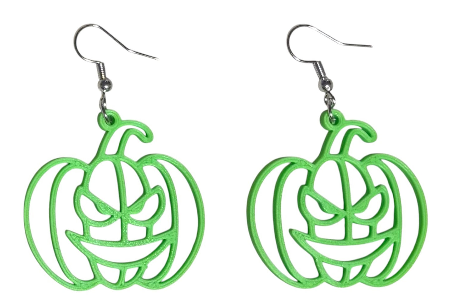 3D Printed Earrings - 2.25" x 1.5" - Pumpkin 2 - LIME