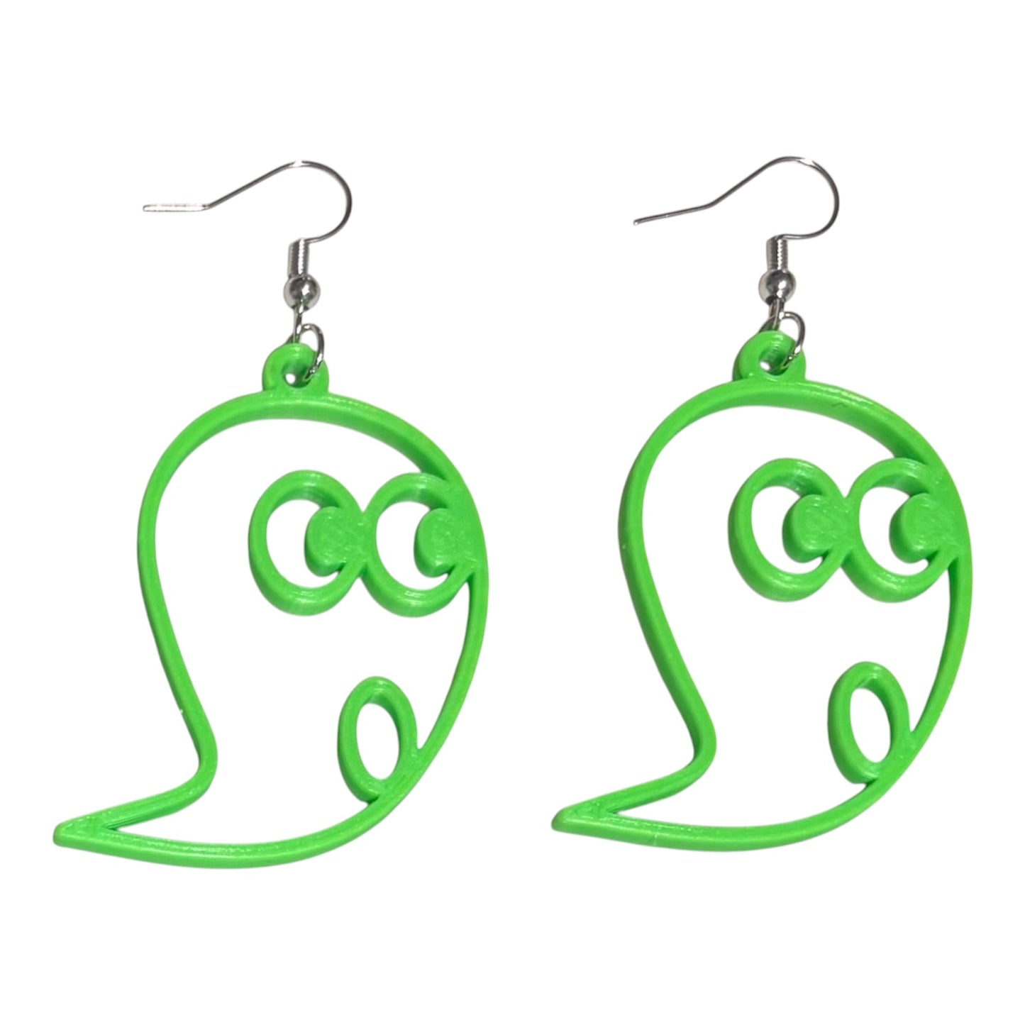 3D Printed Earrings - 2.5" x 1.25" - Ghost - LIME