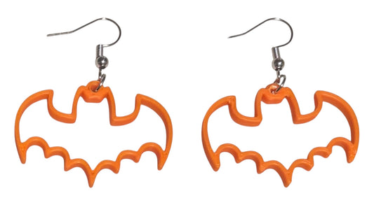 3D Printed Earrings - 1.5" x 1.5" - BAT - ORANGE