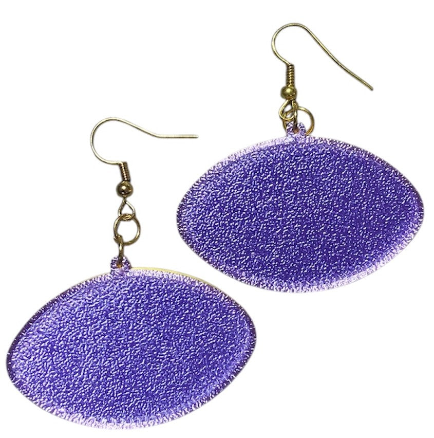 3D Printed Earrings - 1.2" x 1.75" - LSU - Gold over Purple Silk