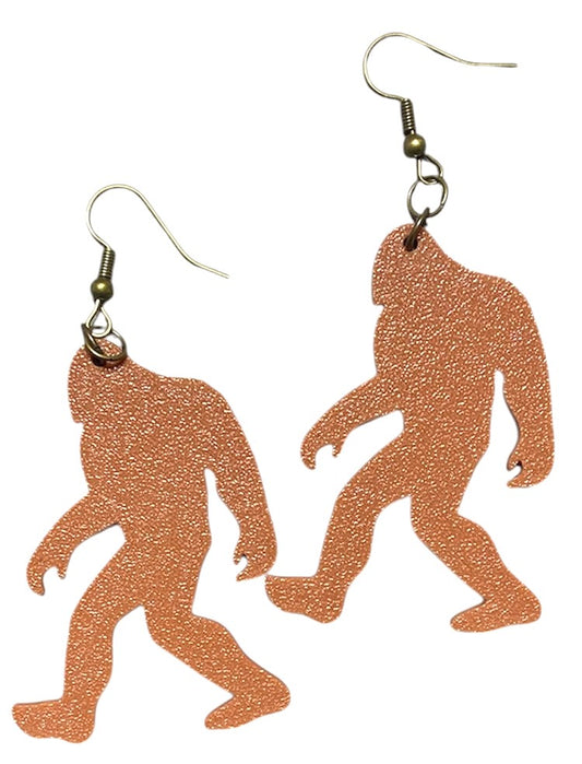 3D Printed Earrings - 2" x 1.4" - Bigfoot - Brown