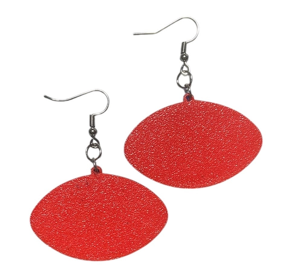 3D Printed Earrings - 1.2" x 1.75" - Rebels - Cyan over Red