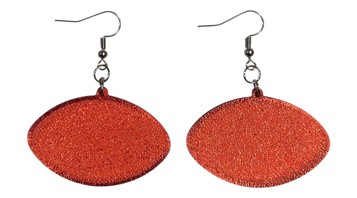 3D Printed Earrings - 1.2" x 1.75" - Rebels - Blue over Red Silk