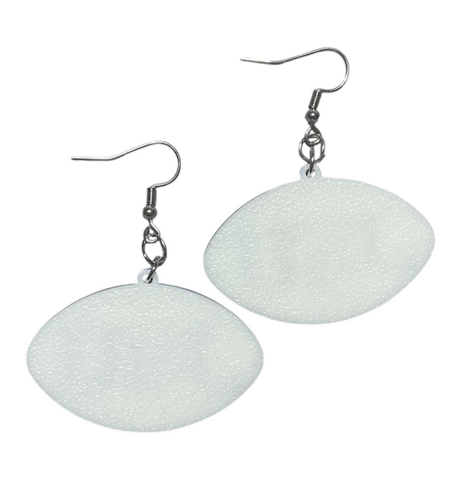 3D Printed Earrings - 1.2" x 1.75" - JSU - Navy over White