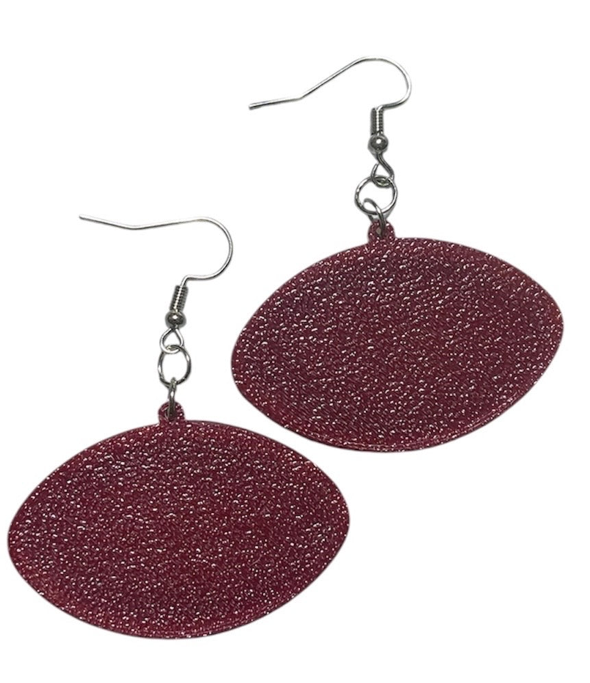 3D Printed Earrings - 1.2" x 1.75" - MSU - Maroon over White