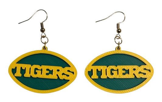 3D Printed Earrings - 1.2" x 1.75" Tigers - Sunflower over Mistletoe
