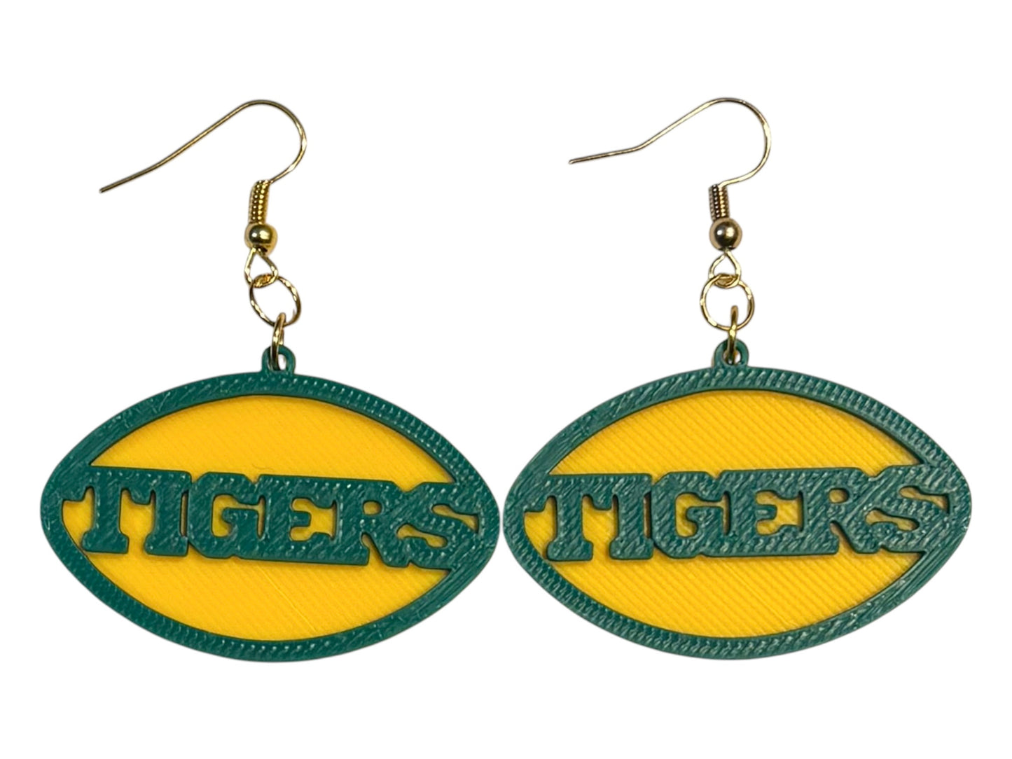 3D Printed Earrings - 1.2" x 1.75" Tigers - Mistletoe over Sunflower