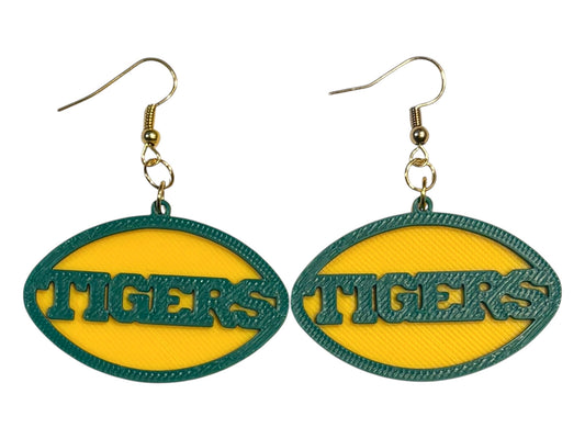 3D Printed Earrings - 1.2" x 1.75" Tigers - Mistletoe over Sunflower